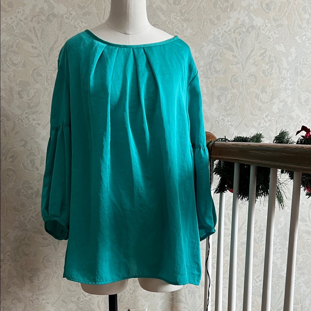 Talbot’s Elegant Teal/Green Women's Top with Balloon Sleeves. Size 18W